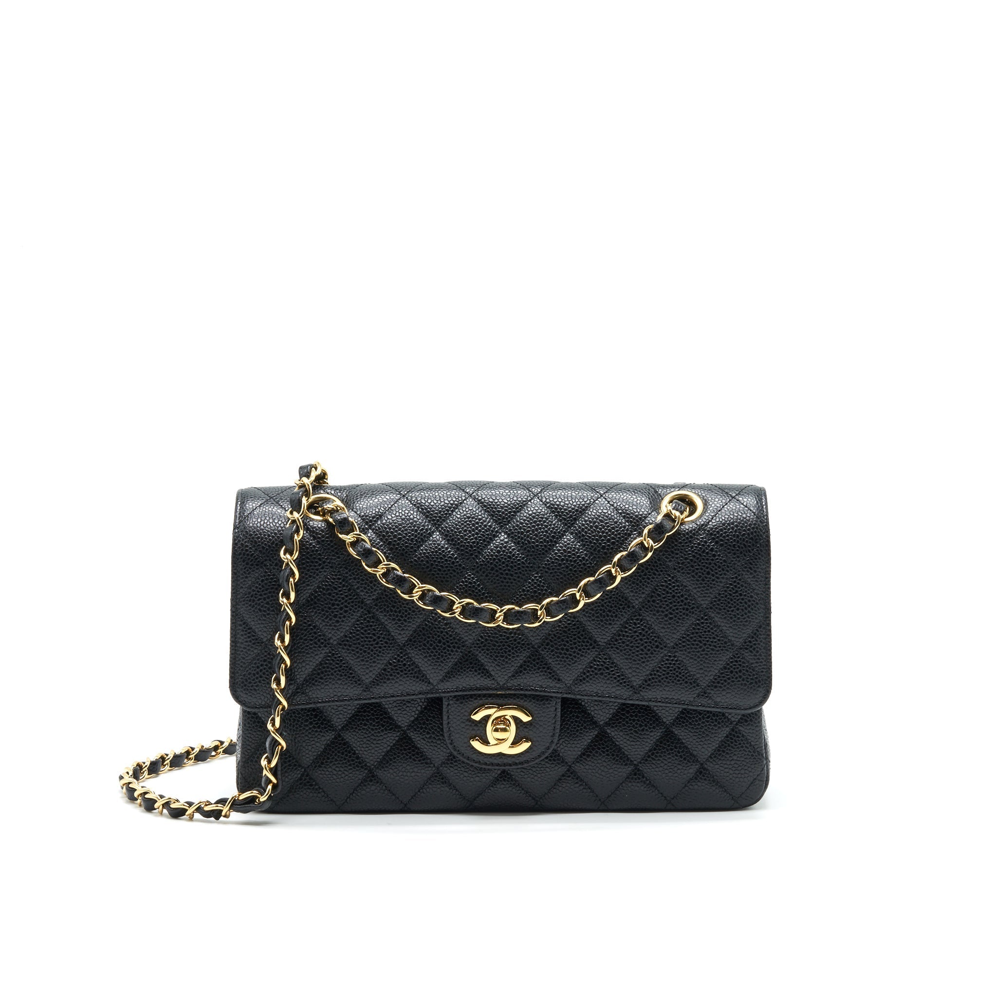 CHANEL MEDIUM CLASSIC DOUBLE FLAP BAG CAVIAR BLACK