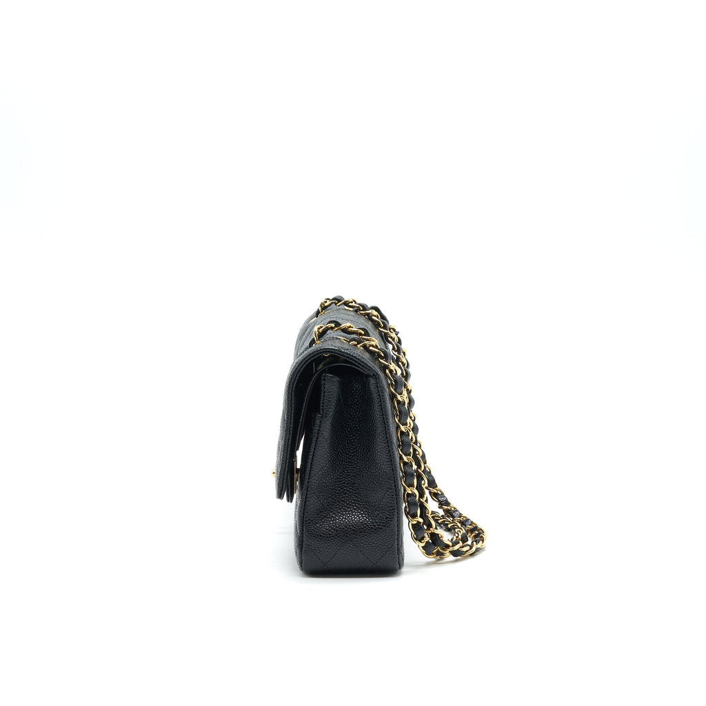 CHANEL MEDIUM CLASSIC DOUBLE FLAP BAG CAVIAR BLACK