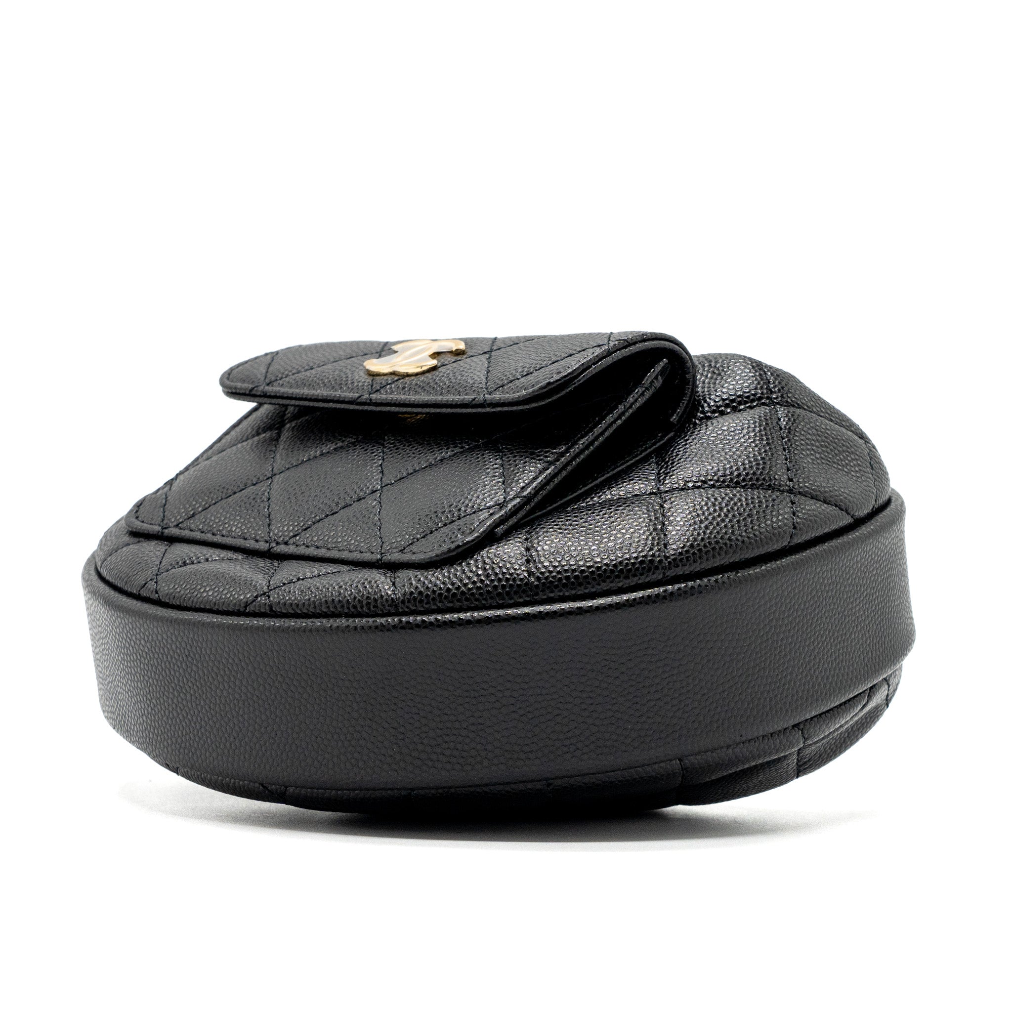 Chanel 23B round clutch caviar black  (microchip)