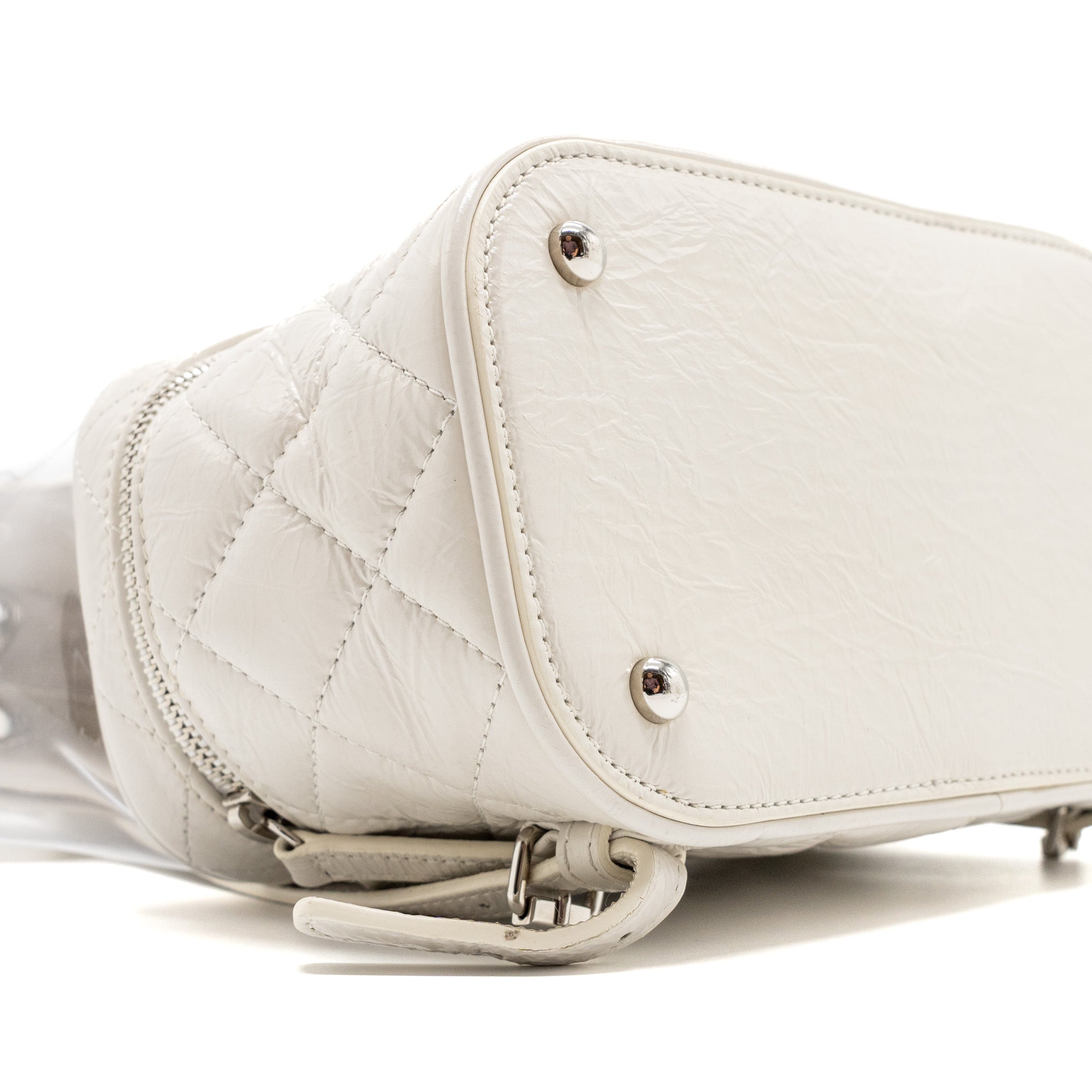 CHANEL TRANSPARENT BACKPACK PVC/SHINY CALFSKIN WHITE