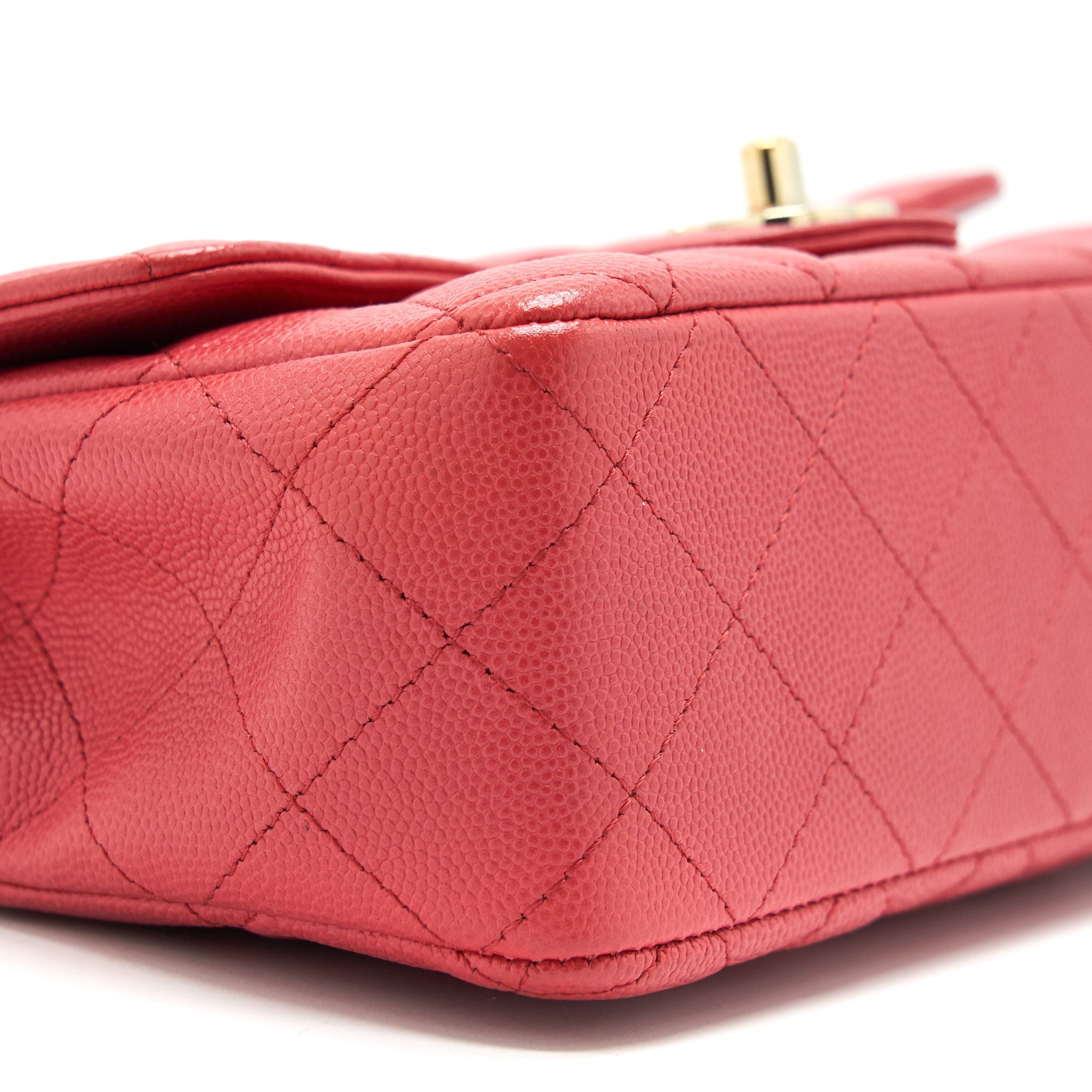 Chanel Mini Rectangular Flap Bag Caviar Coral Pink