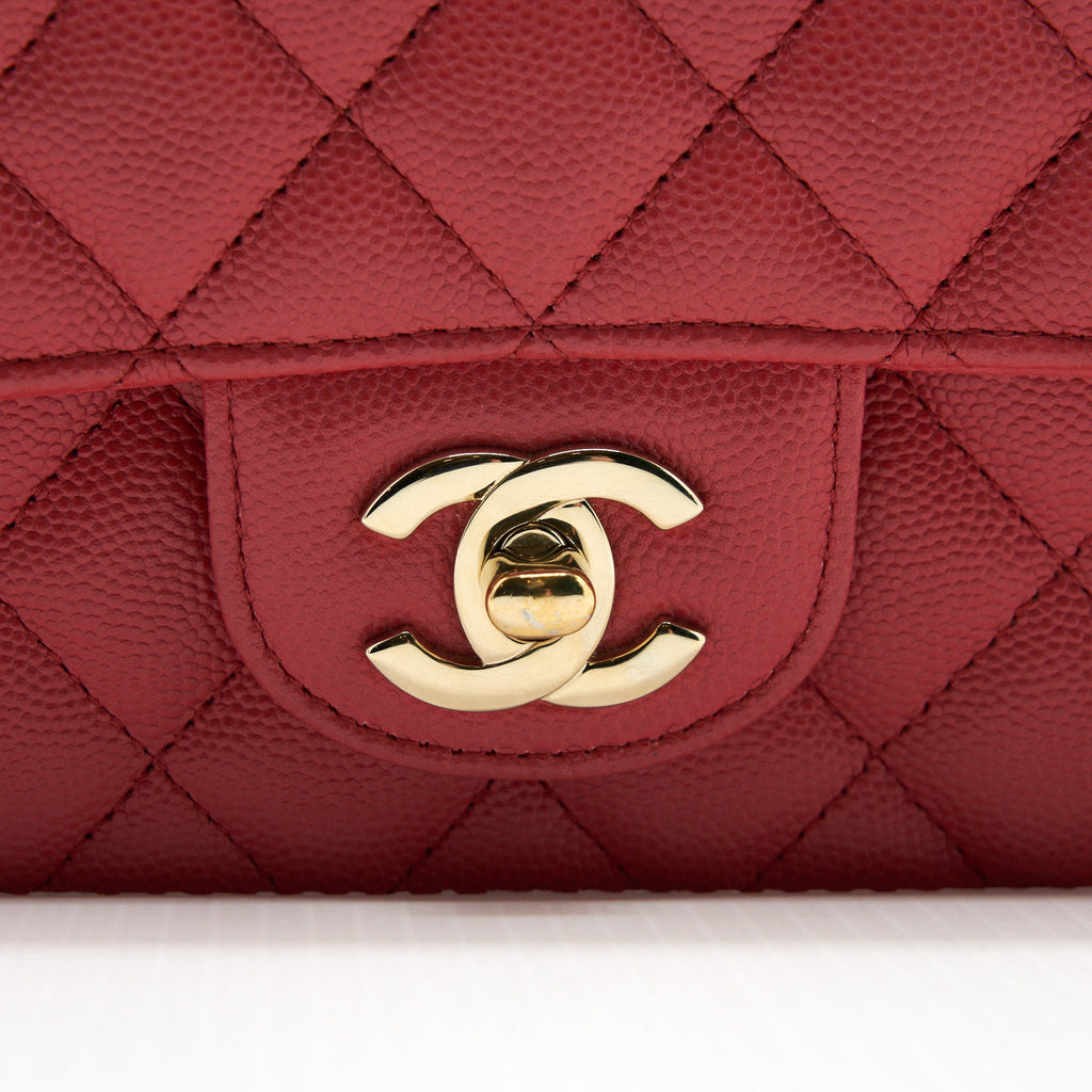 Chanel Mini Rectangular Flap Bag Caviar Coral Pink