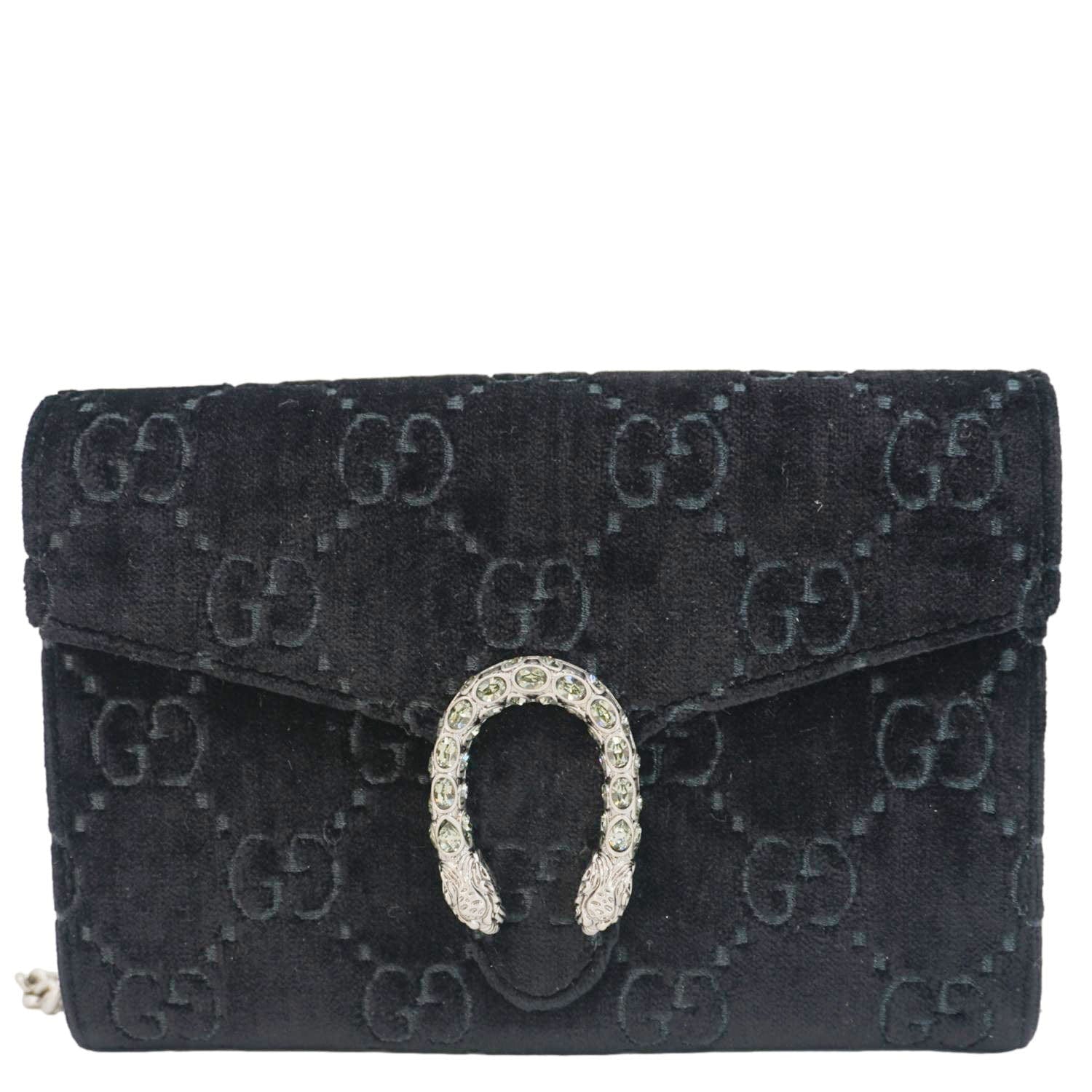 GUCCI Dionysus Mini GG Monogram Velvet Crossbody Bag Black 401231