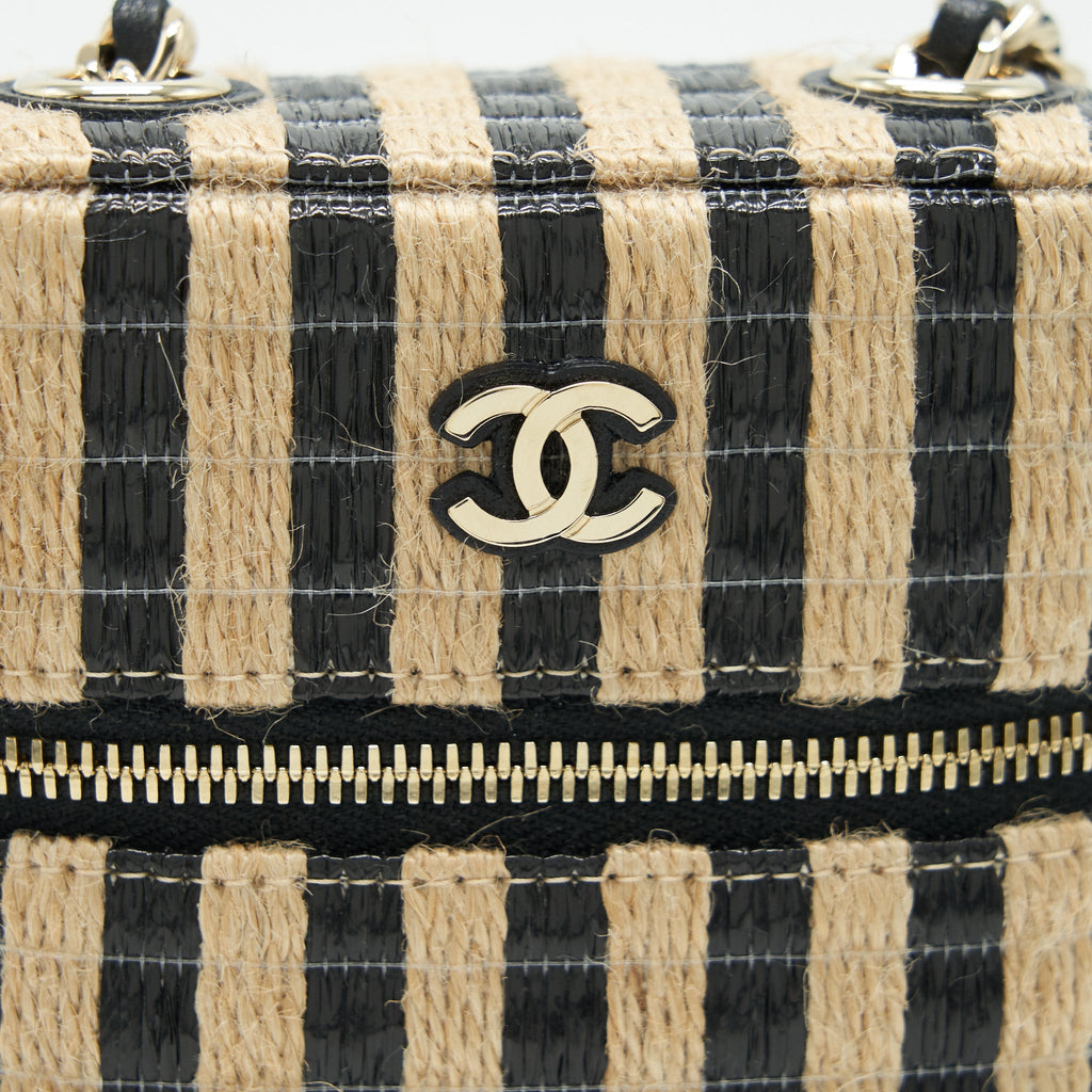 CHANEL VANITY PHONE HOLDER WITH CHAIN BLACK & BEIGE