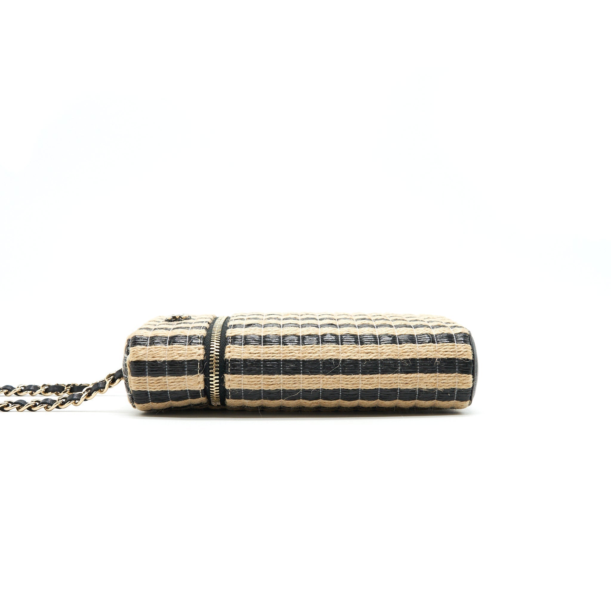 CHANEL VANITY PHONE HOLDER WITH CHAIN BLACK & BEIGE