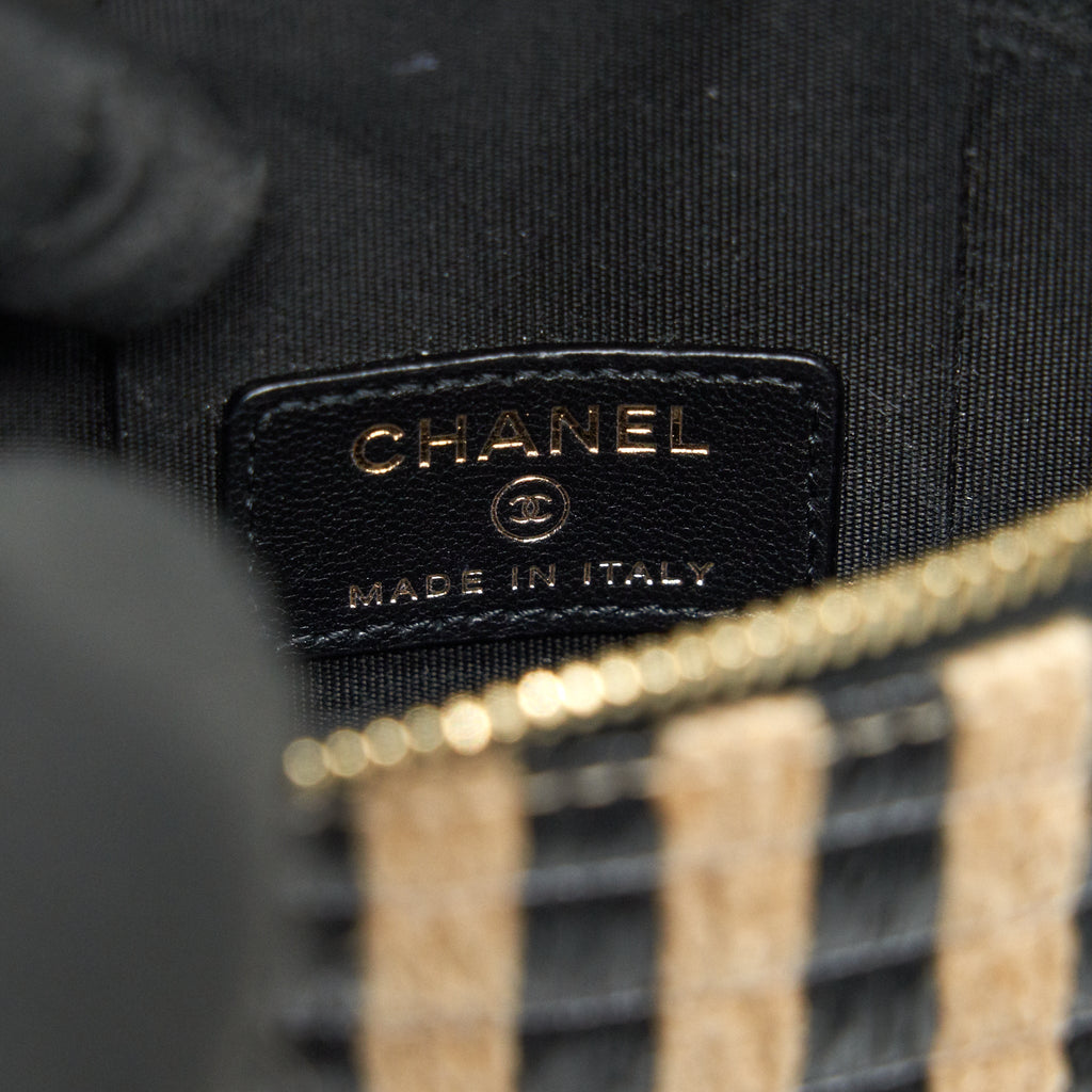 CHANEL VANITY PHONE HOLDER WITH CHAIN BLACK & BEIGE