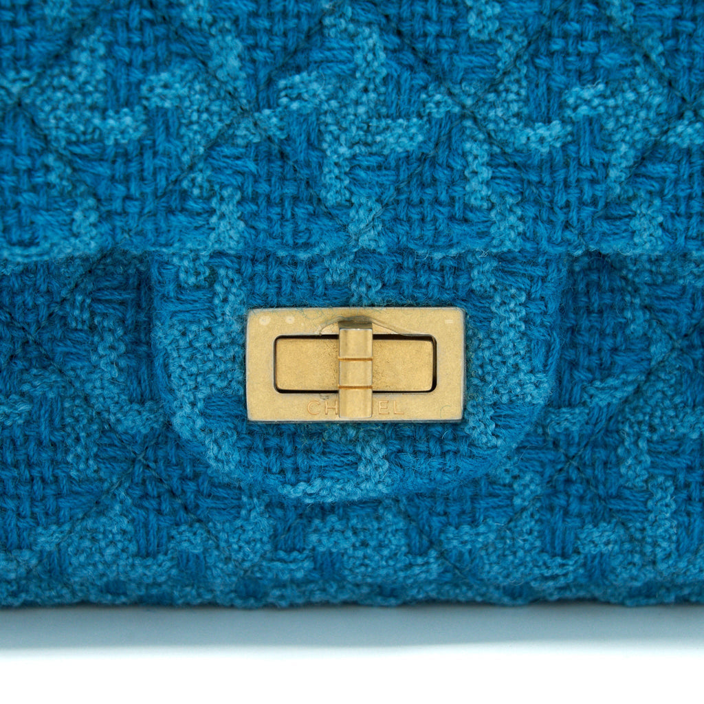 Chanel Tweed 2.55 Small Reissue Flap Bag Blue Brushed