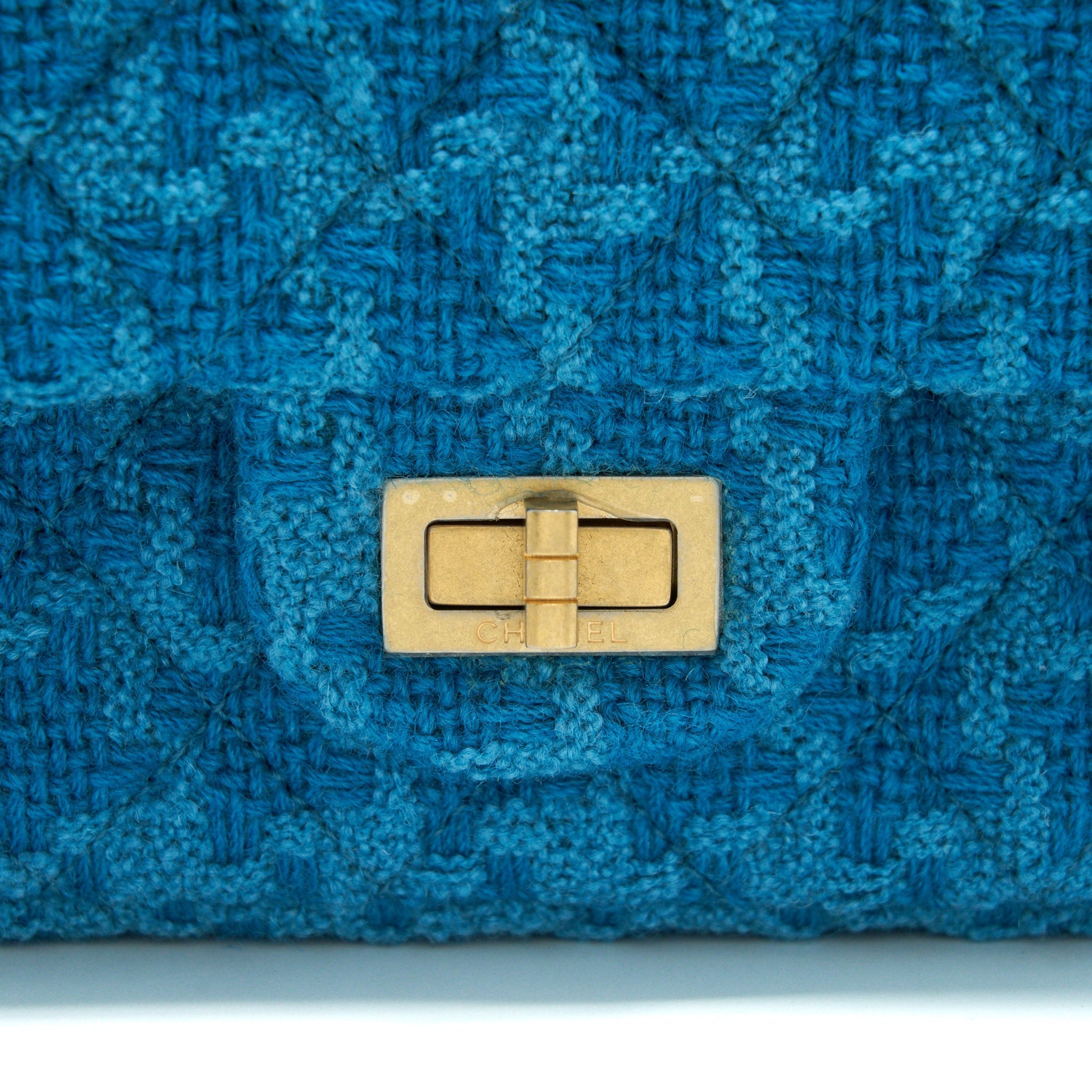 Chanel Tweed 2.55 Small Reissue Flap Bag Blue Brushed