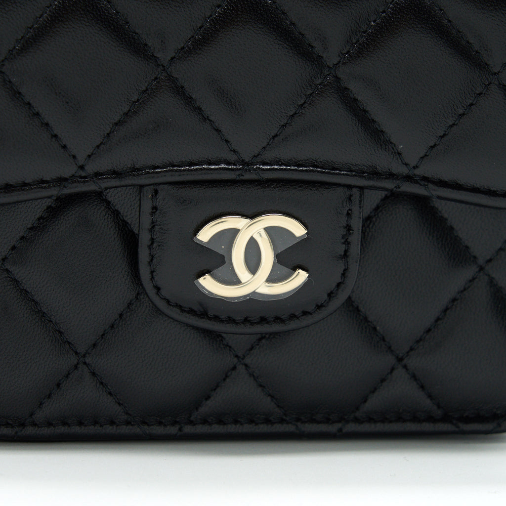 Chanel 21K Flap Coin Purse With Chain Black L