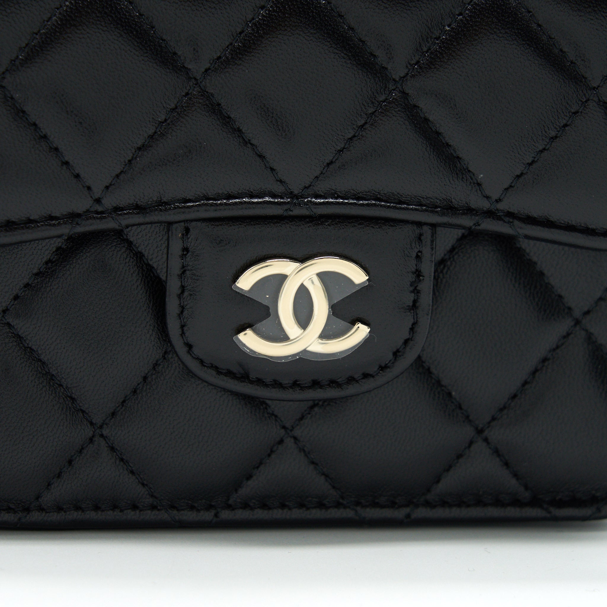 Chanel 21K Flap Coin Purse With Chain Black L