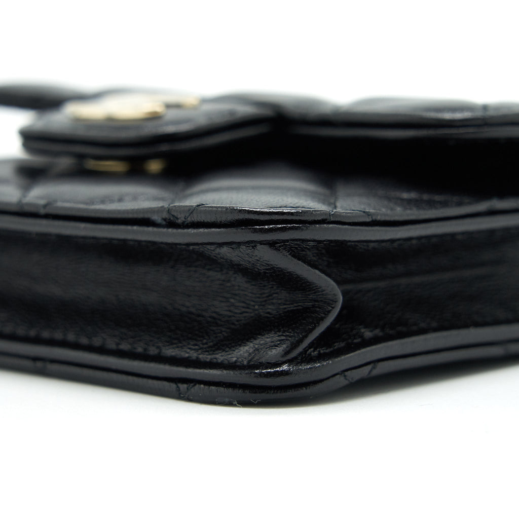 Chanel 21K Flap Coin Purse With Chain Black L