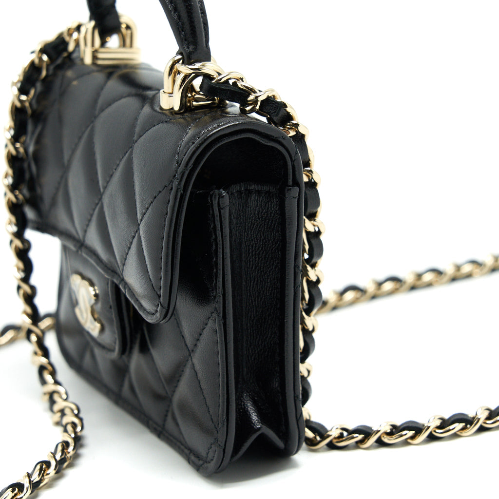 Chanel 21K Flap Coin Purse With Chain Black L