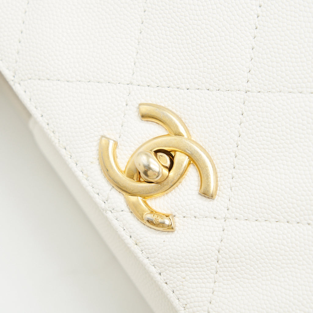 Chanel Bucket Bag With Chain Handle Caviar White