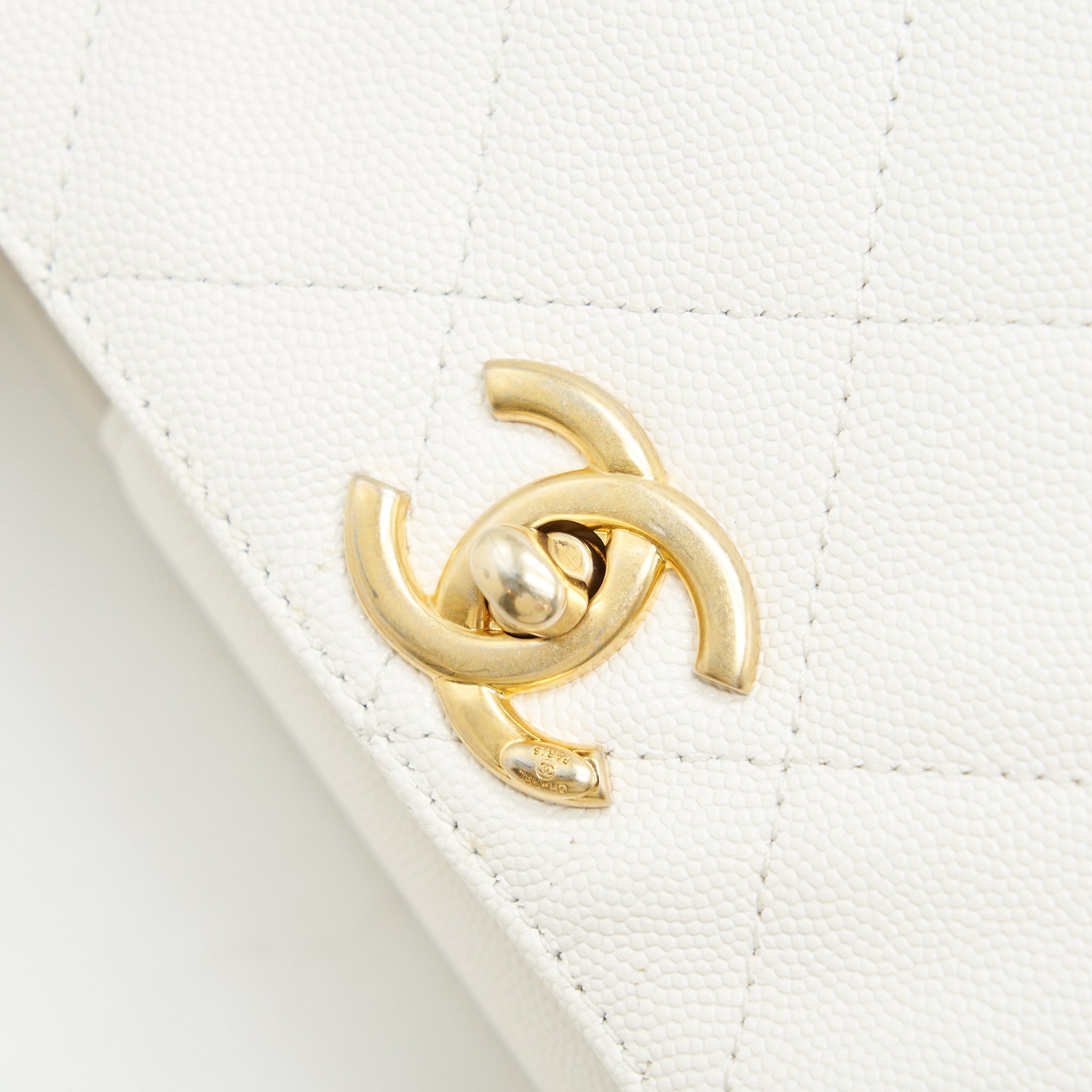Chanel Bucket Bag With Chain Handle Caviar White