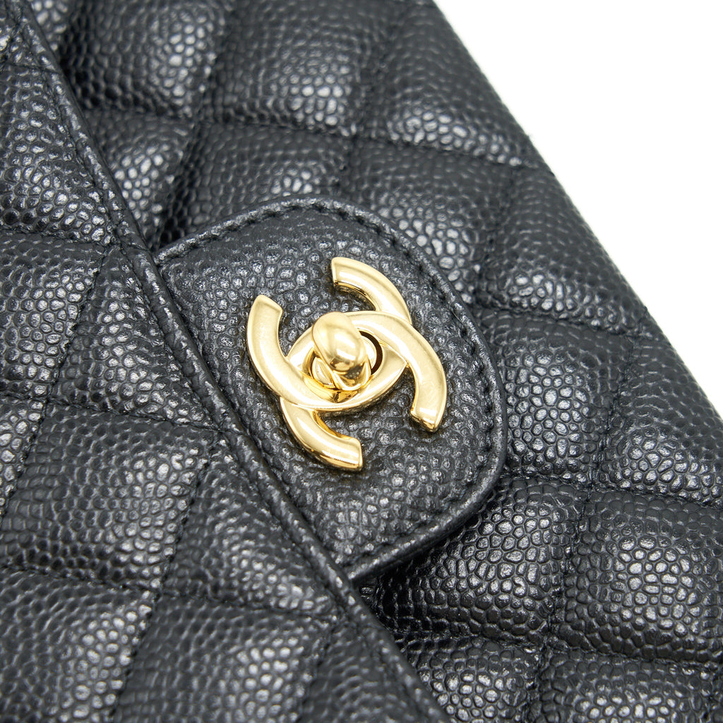 CHANEL MEDIUM CLASSIC DOUBLE FLAP BAG CAVIAR BLACK