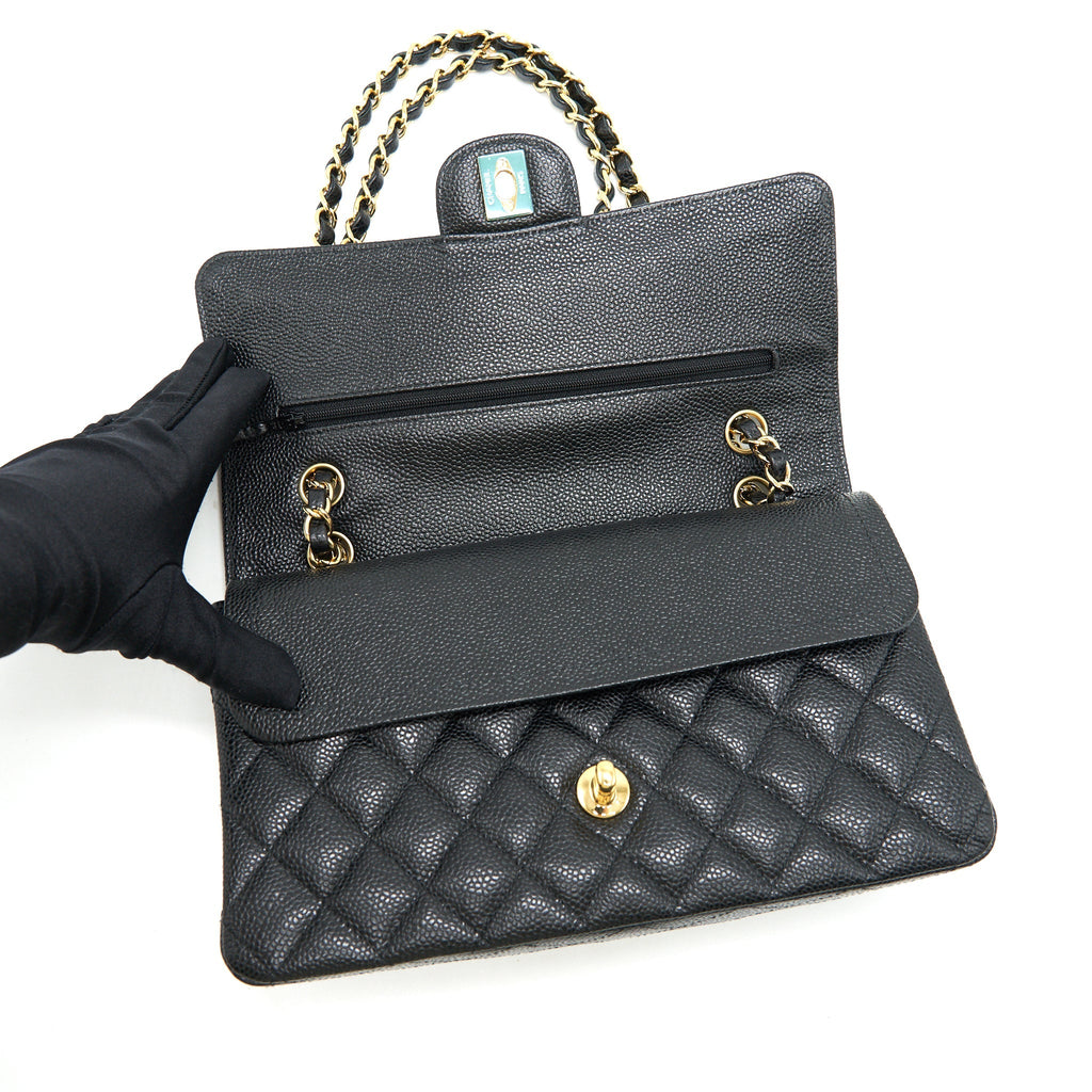 CHANEL MEDIUM CLASSIC DOUBLE FLAP BAG CAVIAR BLACK