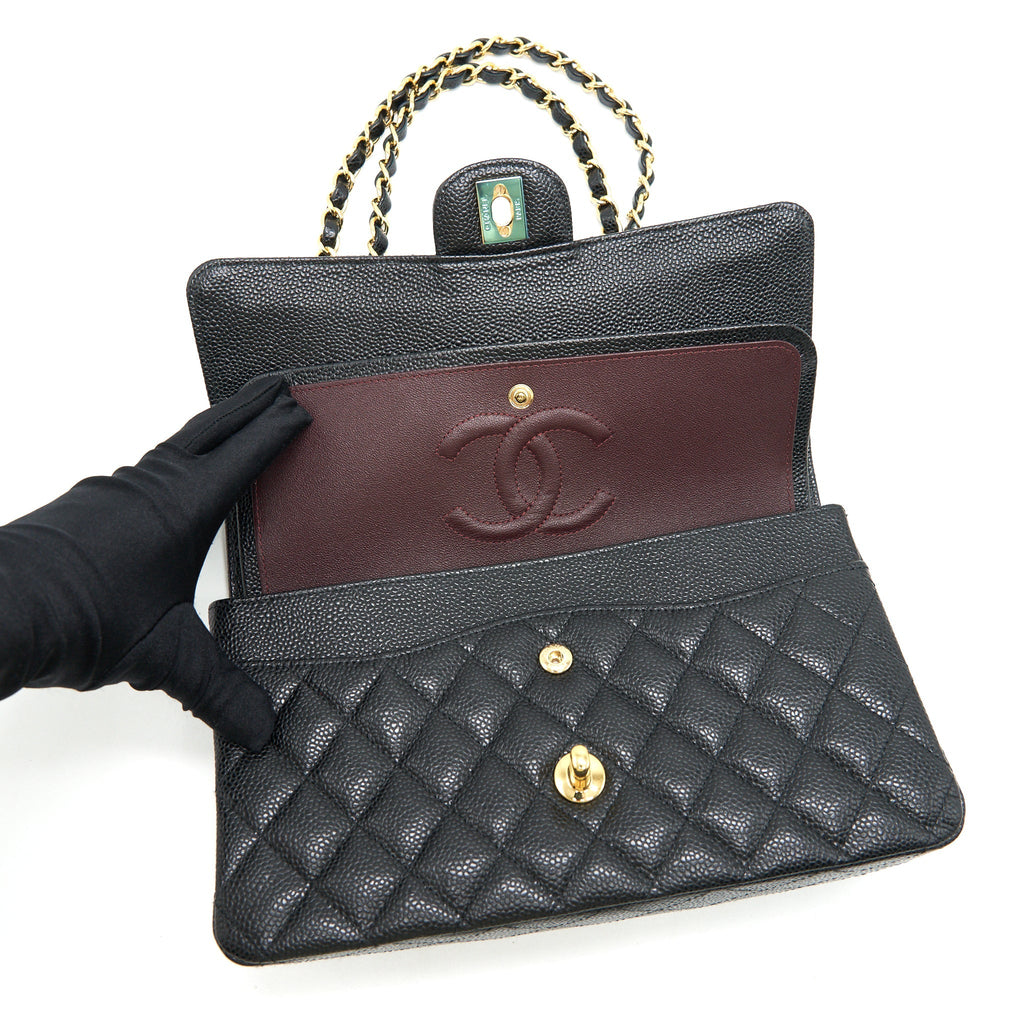 CHANEL MEDIUM CLASSIC DOUBLE FLAP BAG CAVIAR BLACK