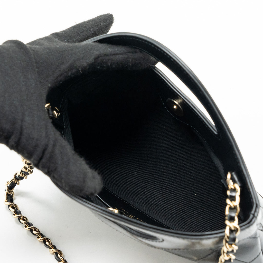 Chanel 24c Mini 31 Clutch With Chain Shiny Calfskin  Black L(Microchip)