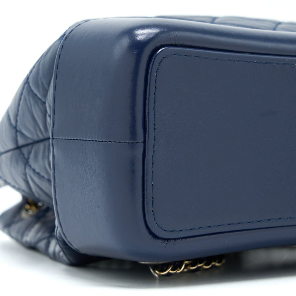 Chanel Small Gabrielle Backpack Calfskin Dark Blue Multicolour Hardware