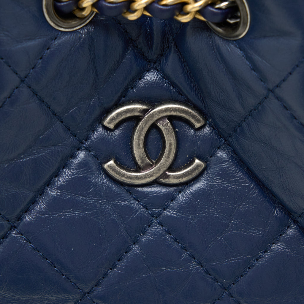 Chanel Small Gabrielle Backpack Calfskin Dark Blue Multicolour Hardware