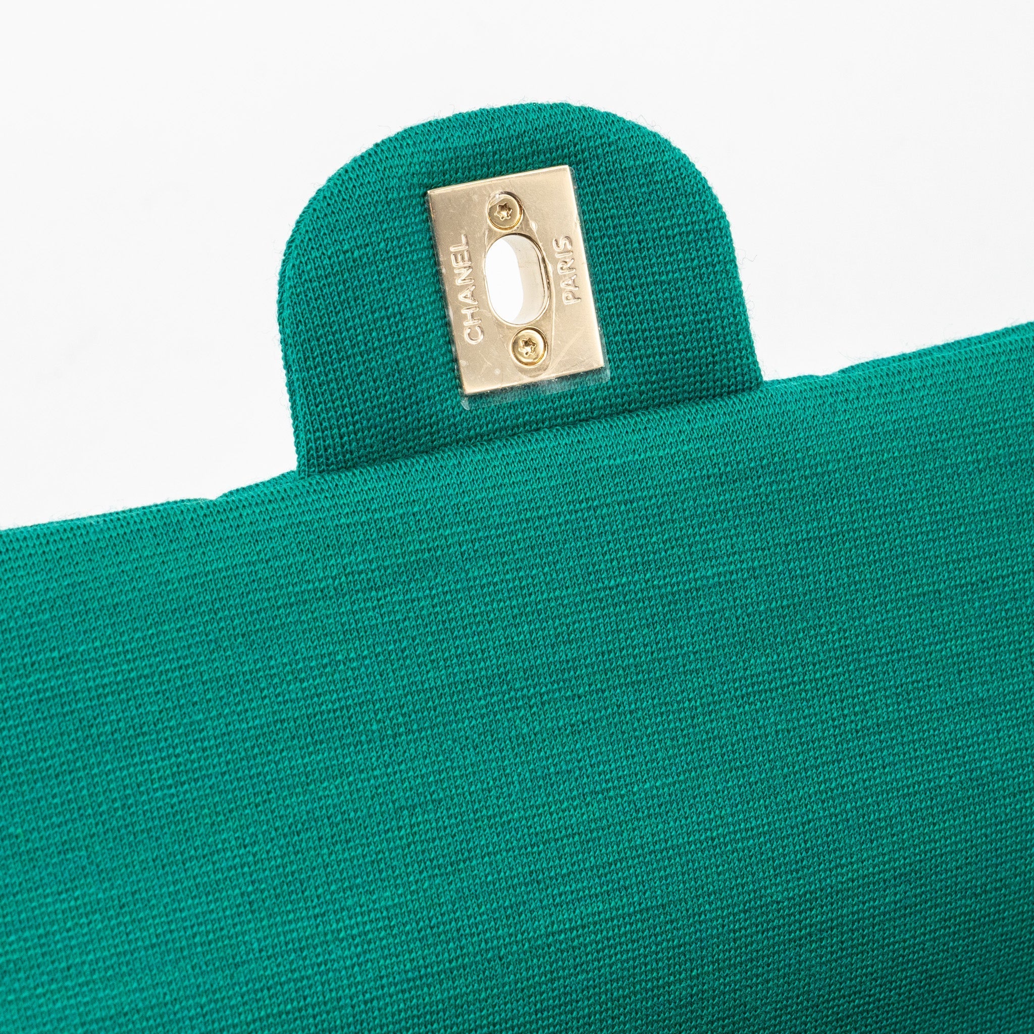 Chanel 23a Classic Flap Clutch Fabric Green L(Microchip)