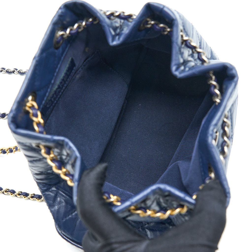 Chanel Small Gabrielle Backpack Calfskin Dark Blue Multicolour Hardware