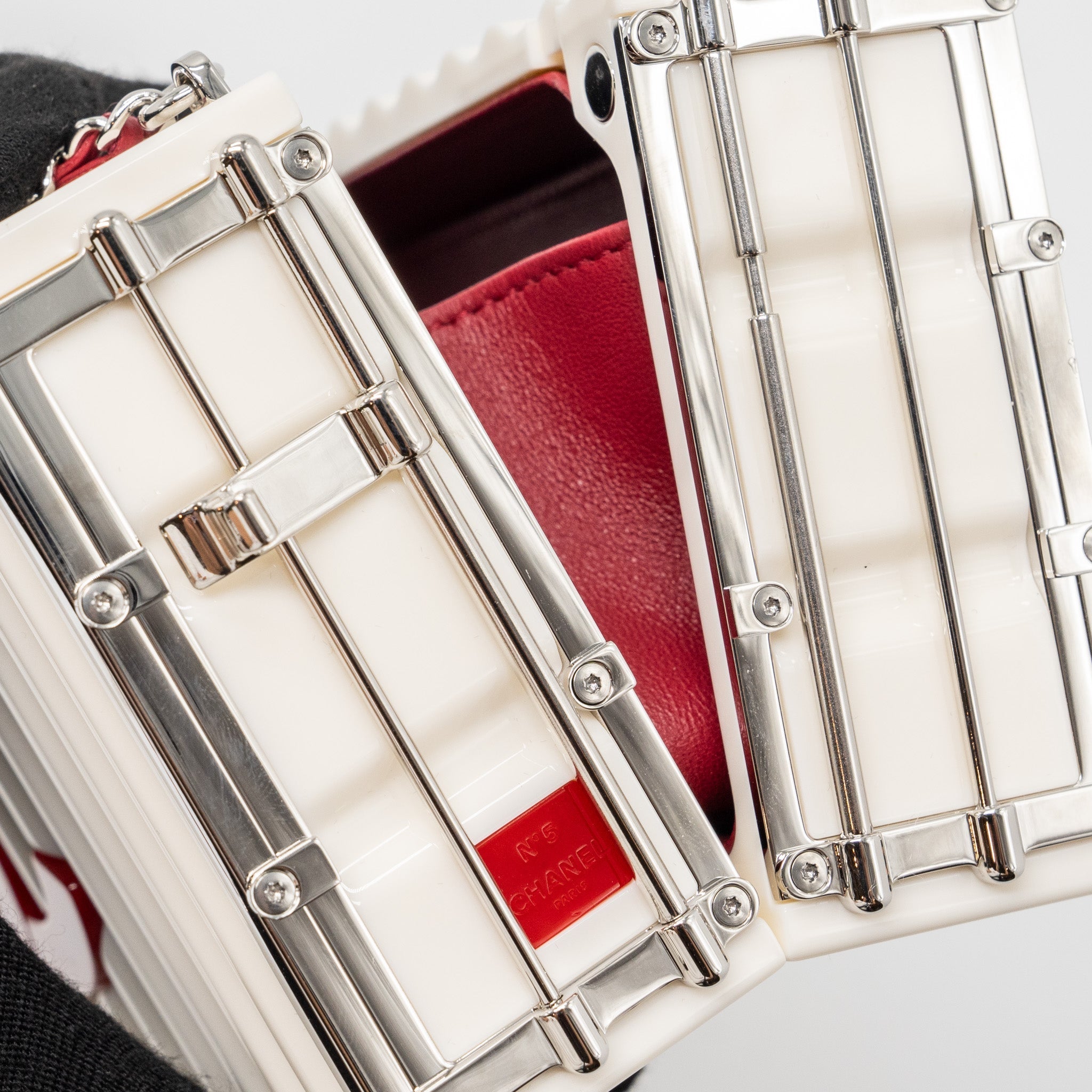 Chanel Paris-Hamburg runway container clutch bag white / black / red