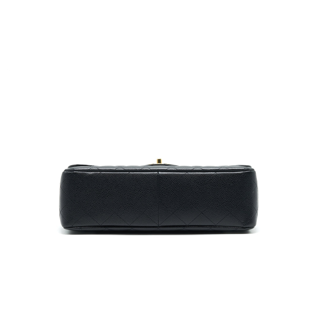 CHANEL CLASSIC JUMBO SINGLE FLAP BAG BLACK CAVIER