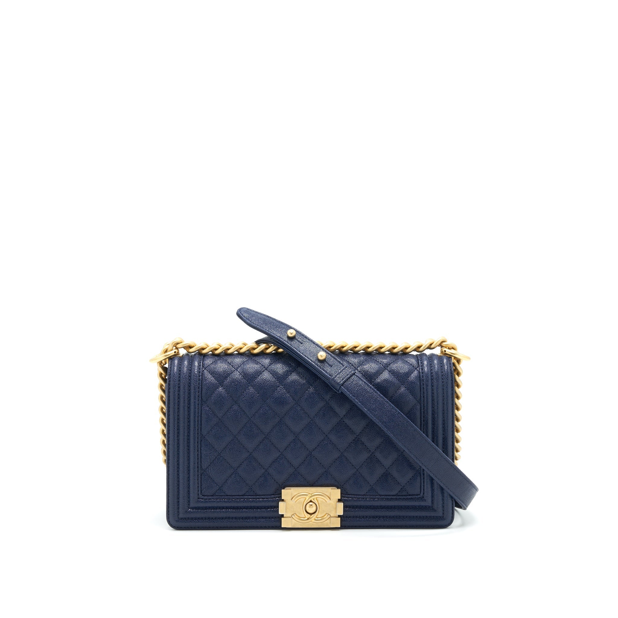 Chanel Boy Chanel Old Medium Caviar Navy with