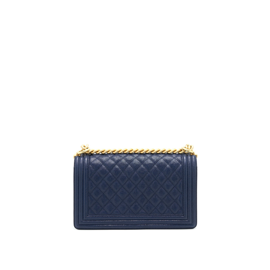 Chanel Boy Chanel Old Medium Caviar Navy with