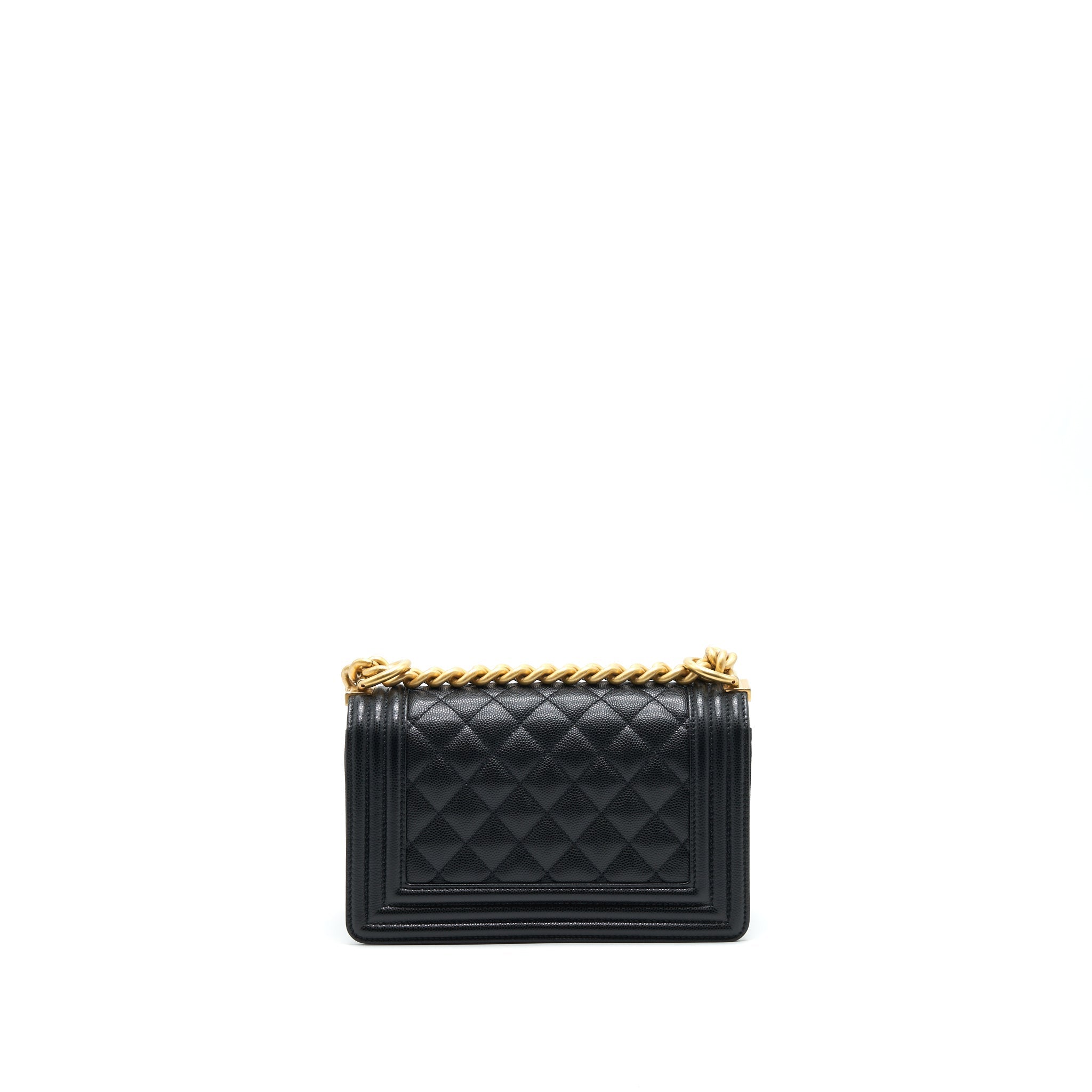 Chanel Small Boy Bag Caviar Black brushed  Year 2021 (microchip serial）