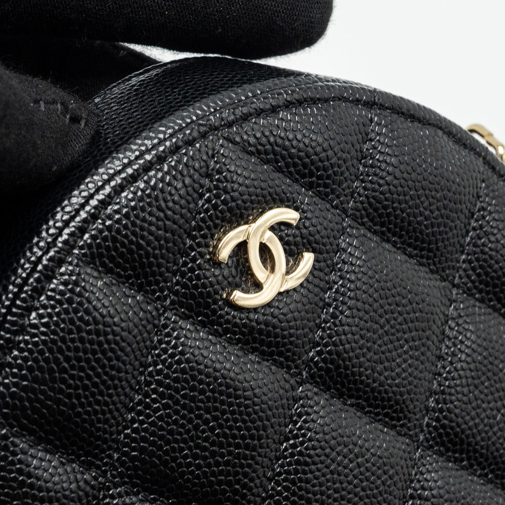Chanel Round Clutch with Chain Caviar Black L