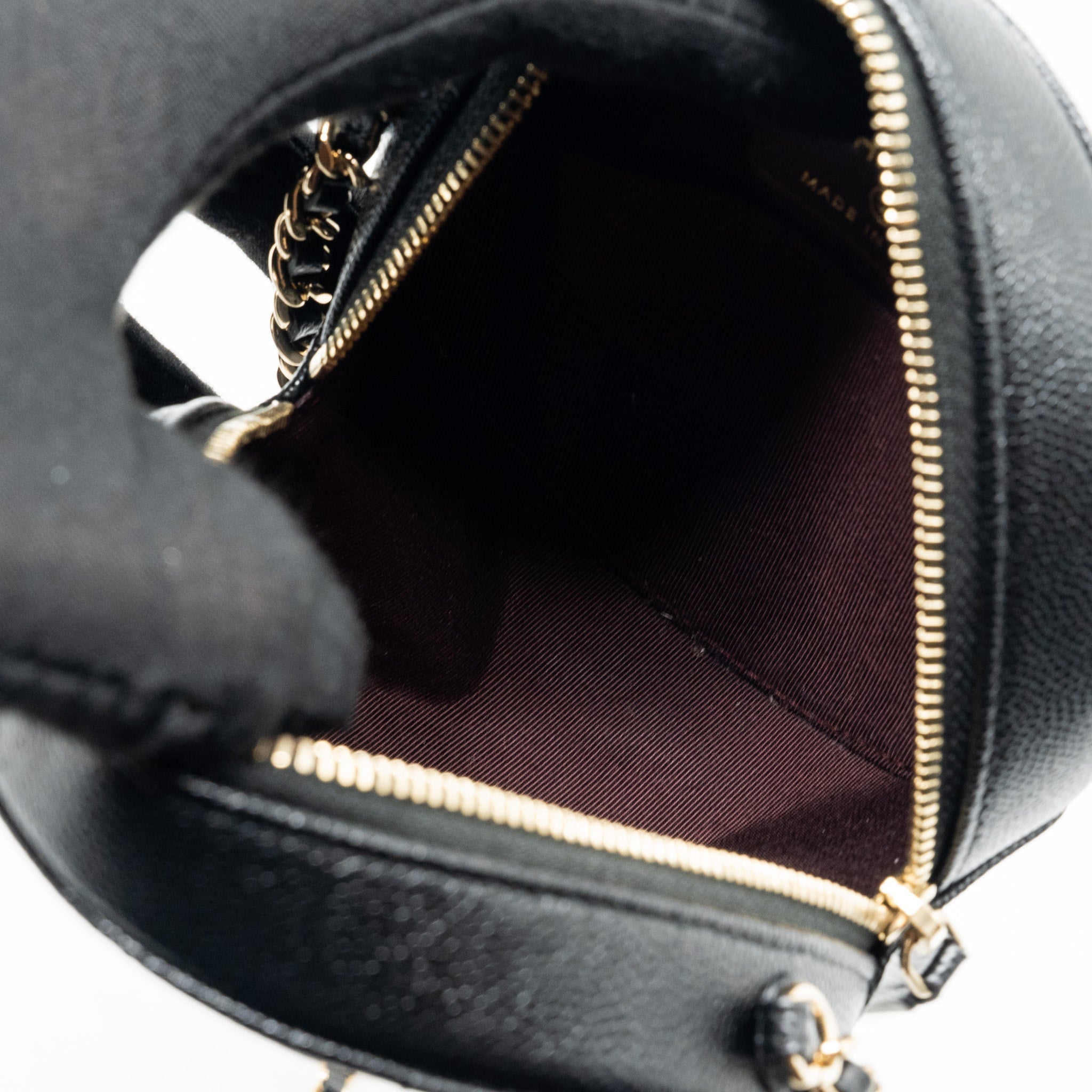 Chanel Round Clutch with Chain Caviar Black L