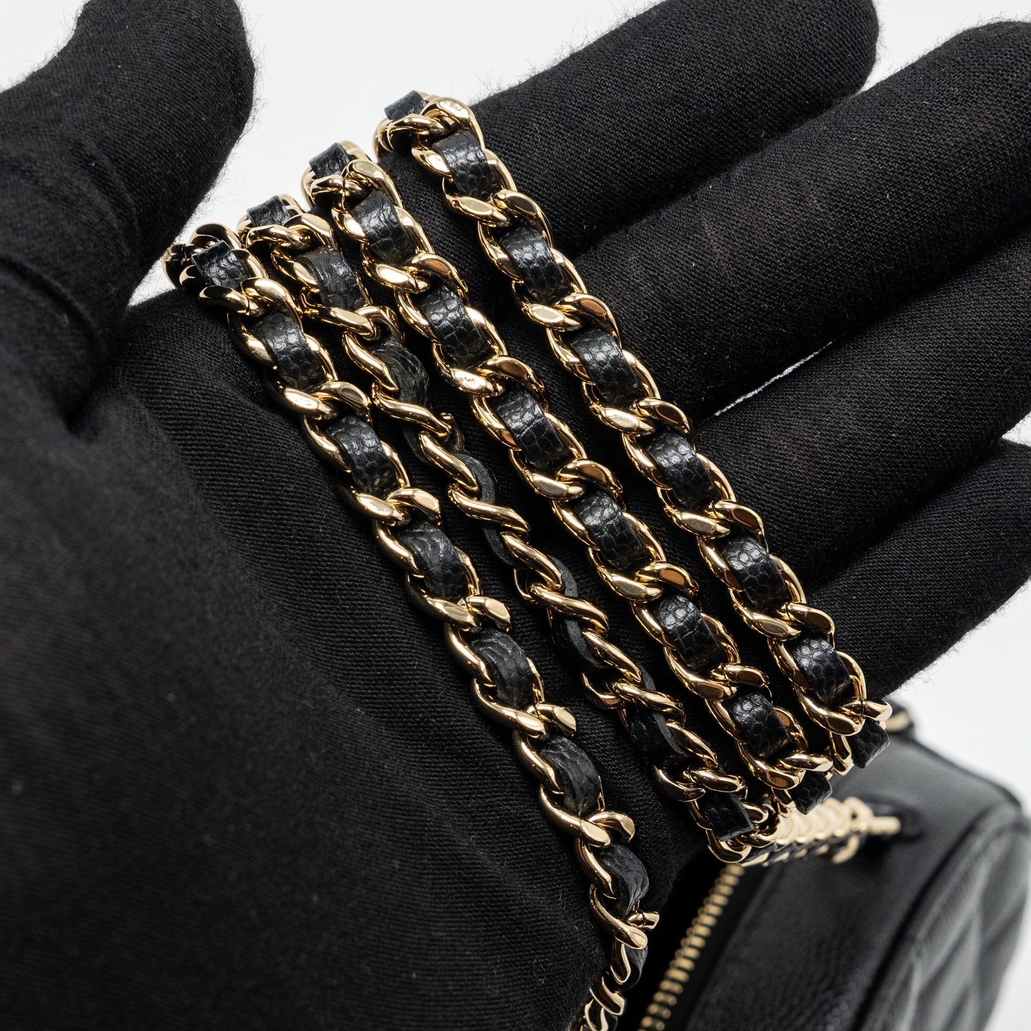 Chanel Round Clutch with Chain Caviar Black L