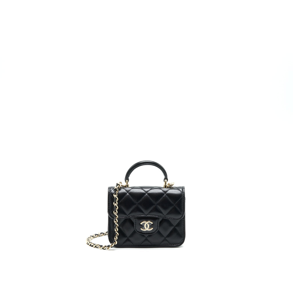 Chanel 21K Flap Coin Purse With Chain Black L