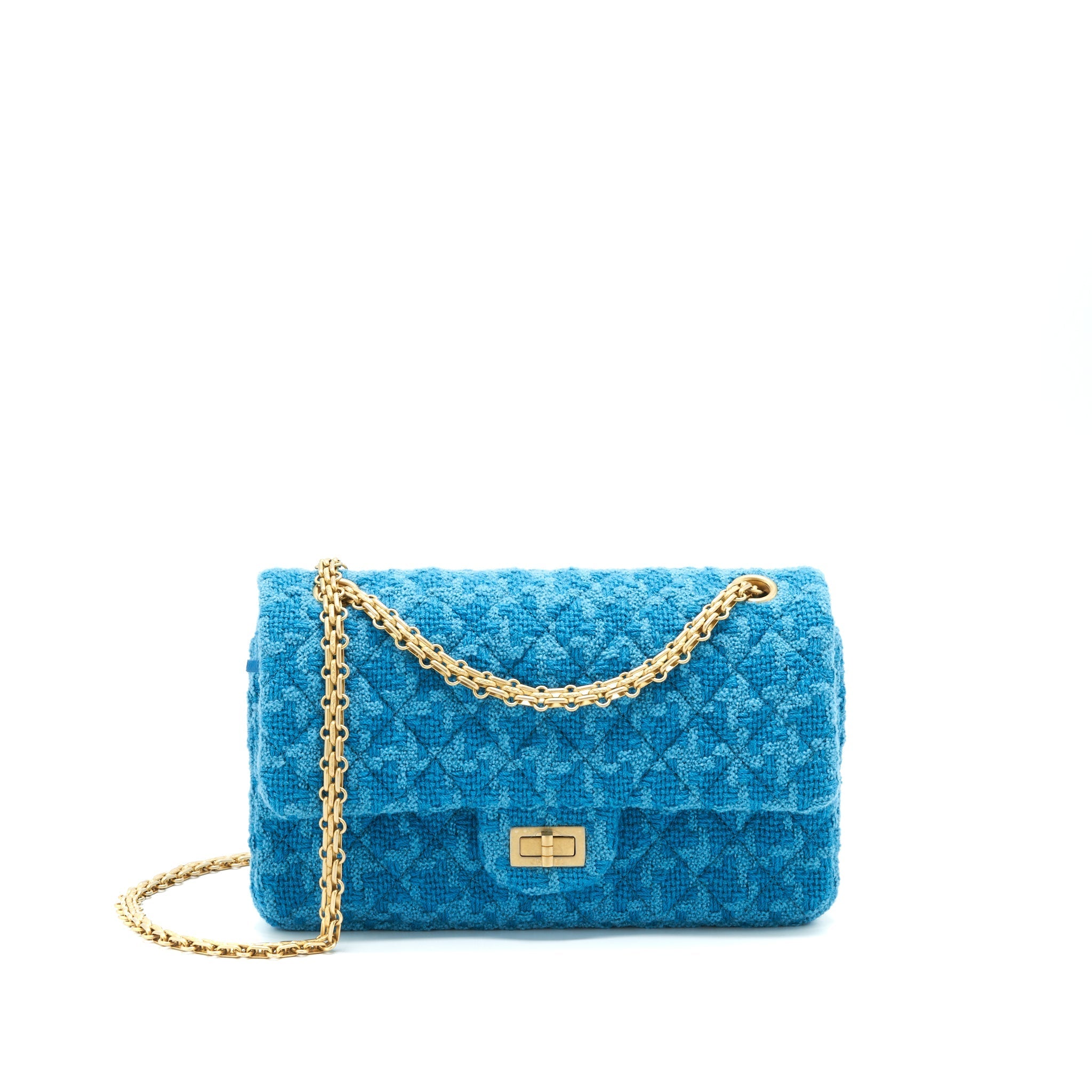 Chanel Tweed 2.55 Small Reissue Flap Bag Blue Brushed