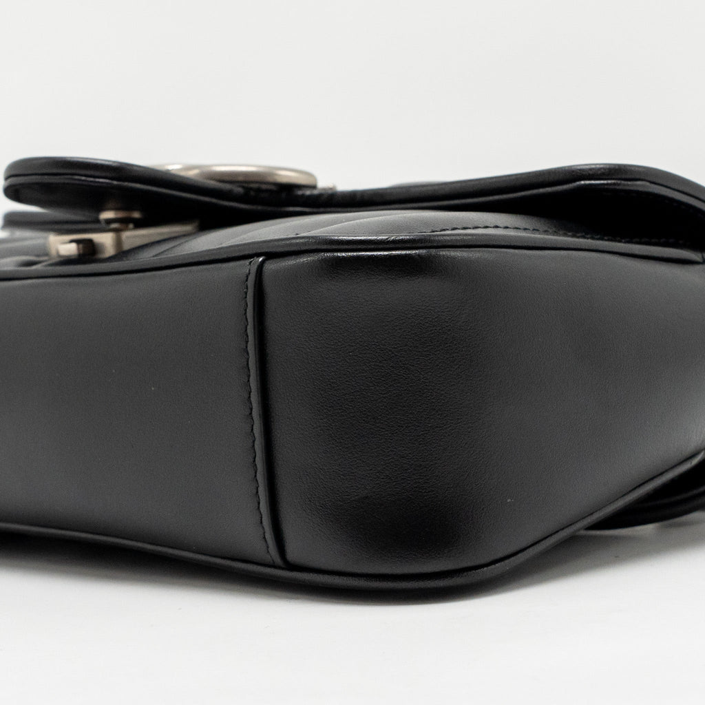 Gucci Mini GG Marmont Shoulder Bag Calfskin Black SHW