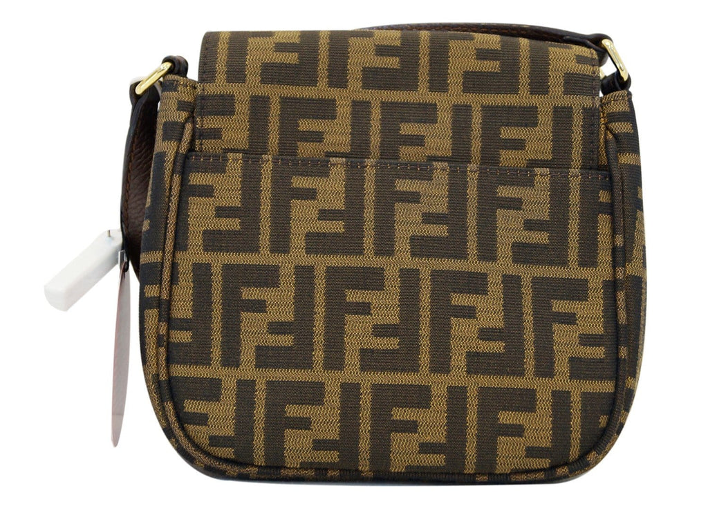 Fendi Zucca Canvas Leather Brown Black Messenger Bag