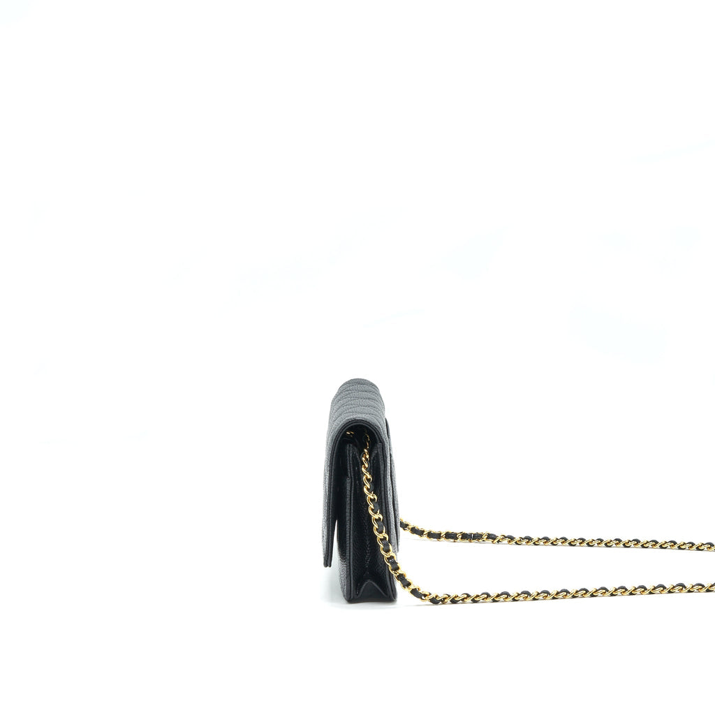 Chanel Caviar Wallet On Chain Black
