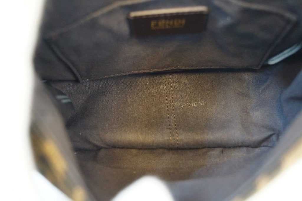 Fendi Zucca Canvas Leather Brown Black Messenger Bag
