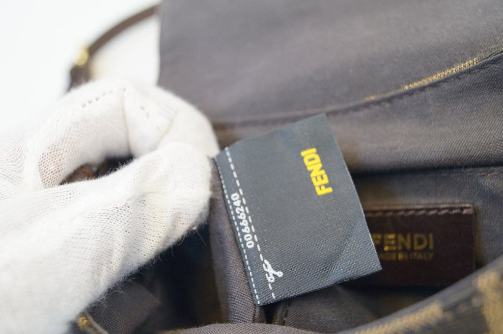 Fendi Zucca Canvas Leather Brown Black Messenger Bag