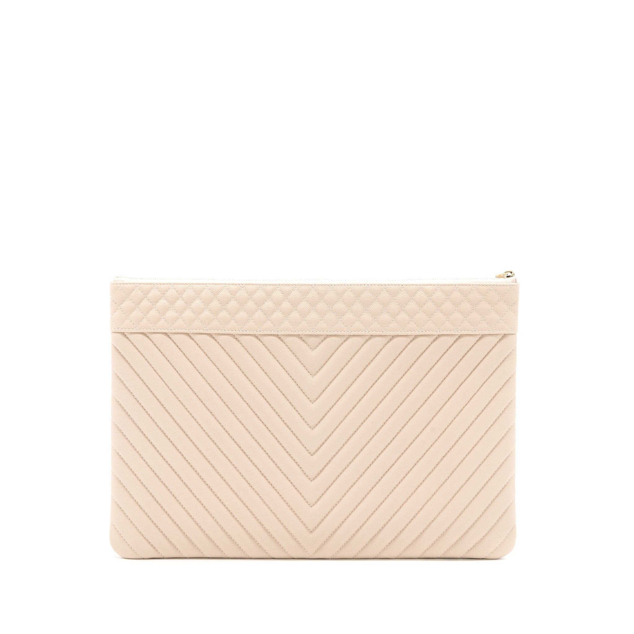 Chanel Clutch Chevron Caviar Beige