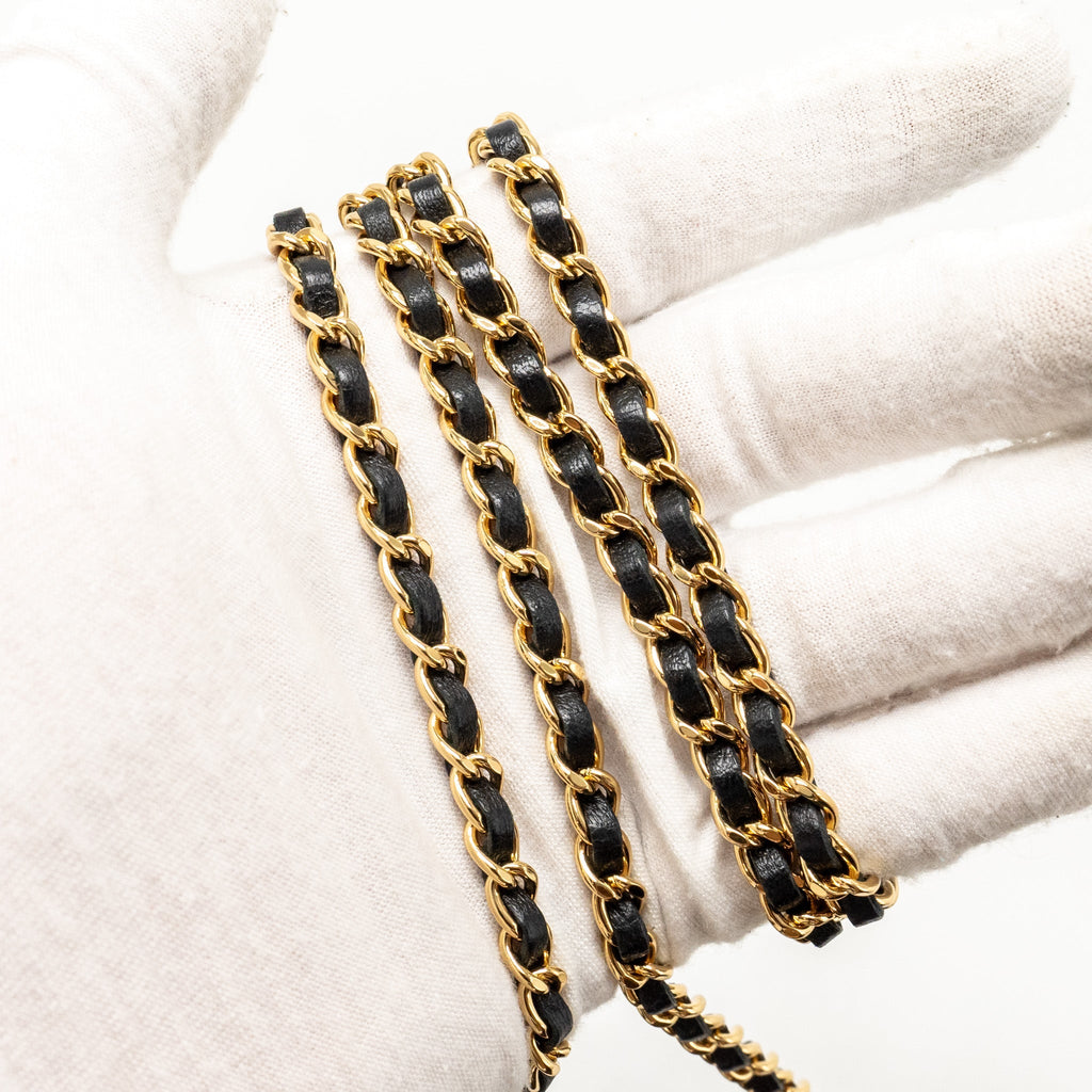 Chanel Zirconium Flap Clutch/ Holder with Chain Lambskin Black