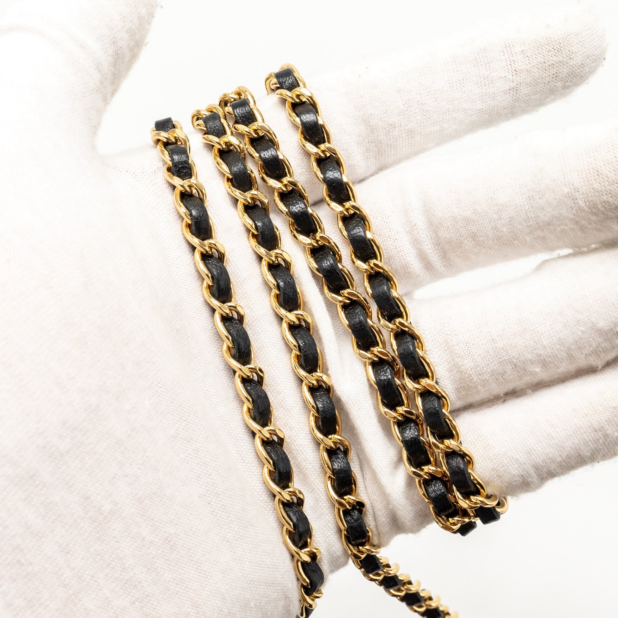 Chanel Zirconium Flap Clutch/ Holder with Chain Lambskin Black
