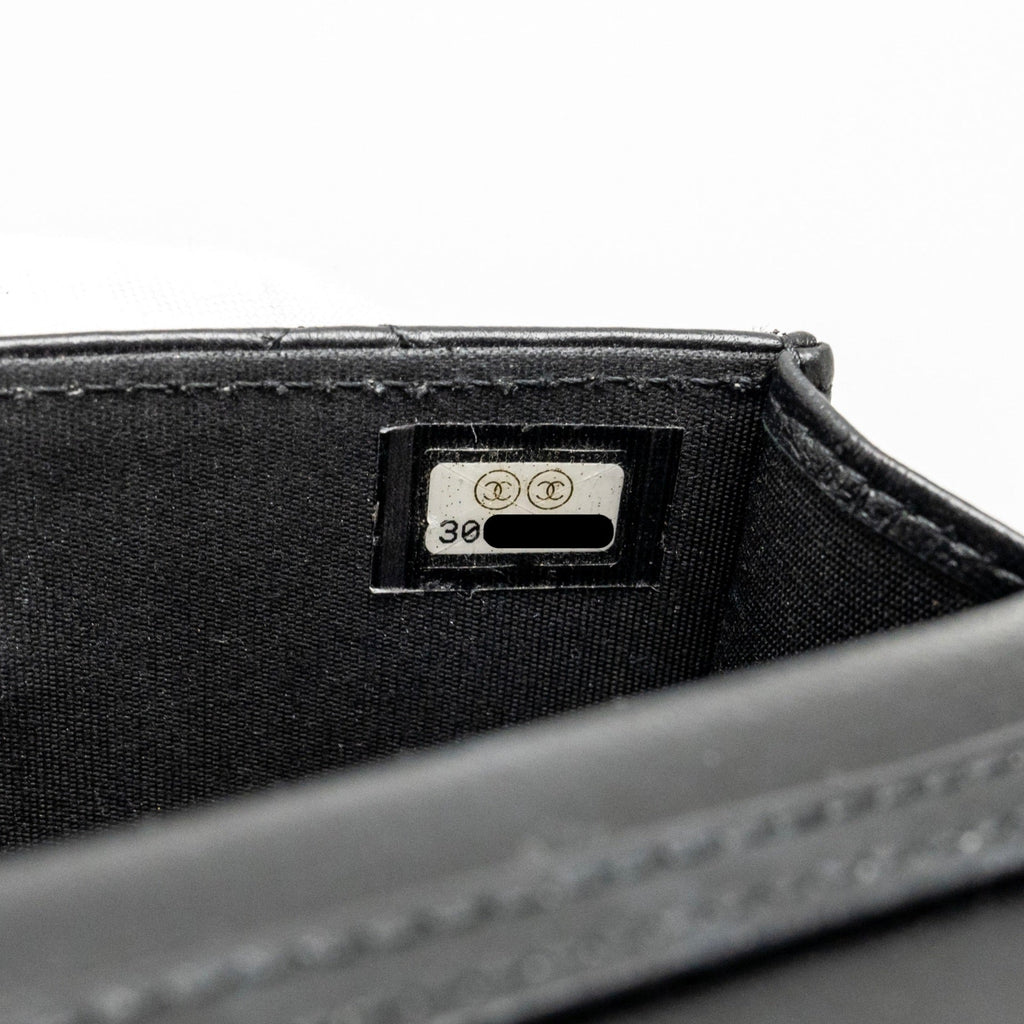 Chanel Zirconium Flap Clutch/ Holder with Chain Lambskin Black