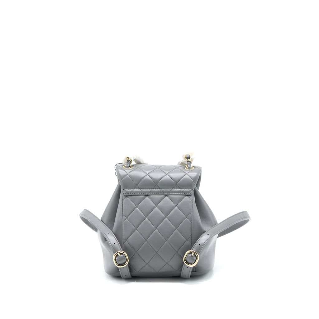 Chanel 22A Mimi Duma Backpack Lambskin Dark Grey L (Microchip)