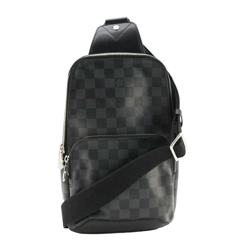 LOUIS VUITTON Avenue Sling Damier Graphite Backpack Bag Black