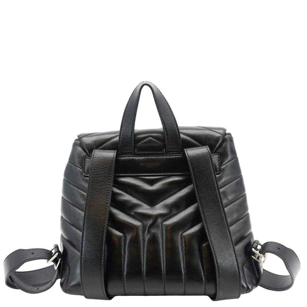 YVES SAINT LAURENT Loulou Small Monogram Calfskin Y Quilted Backpack Black