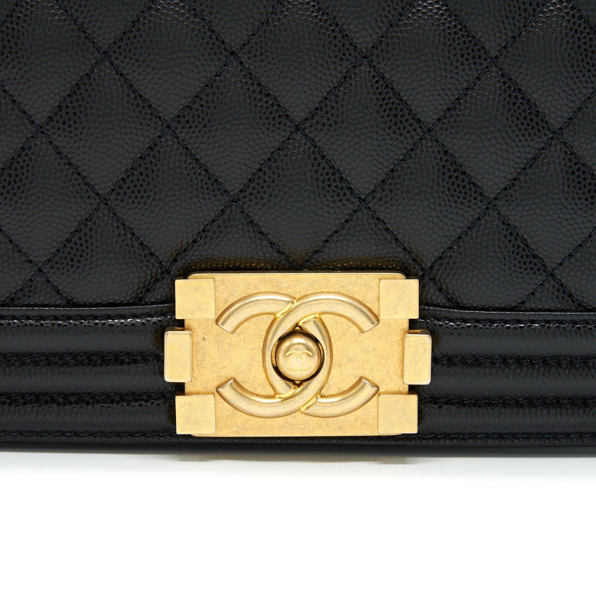 Chanel Small Boy Bag Caviar Black brushed  Year 2021 (microchip serial）