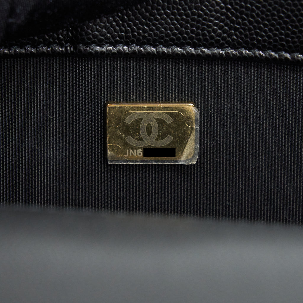 Chanel Small Boy Bag Caviar Black brushed  Year 2021 (microchip serial）